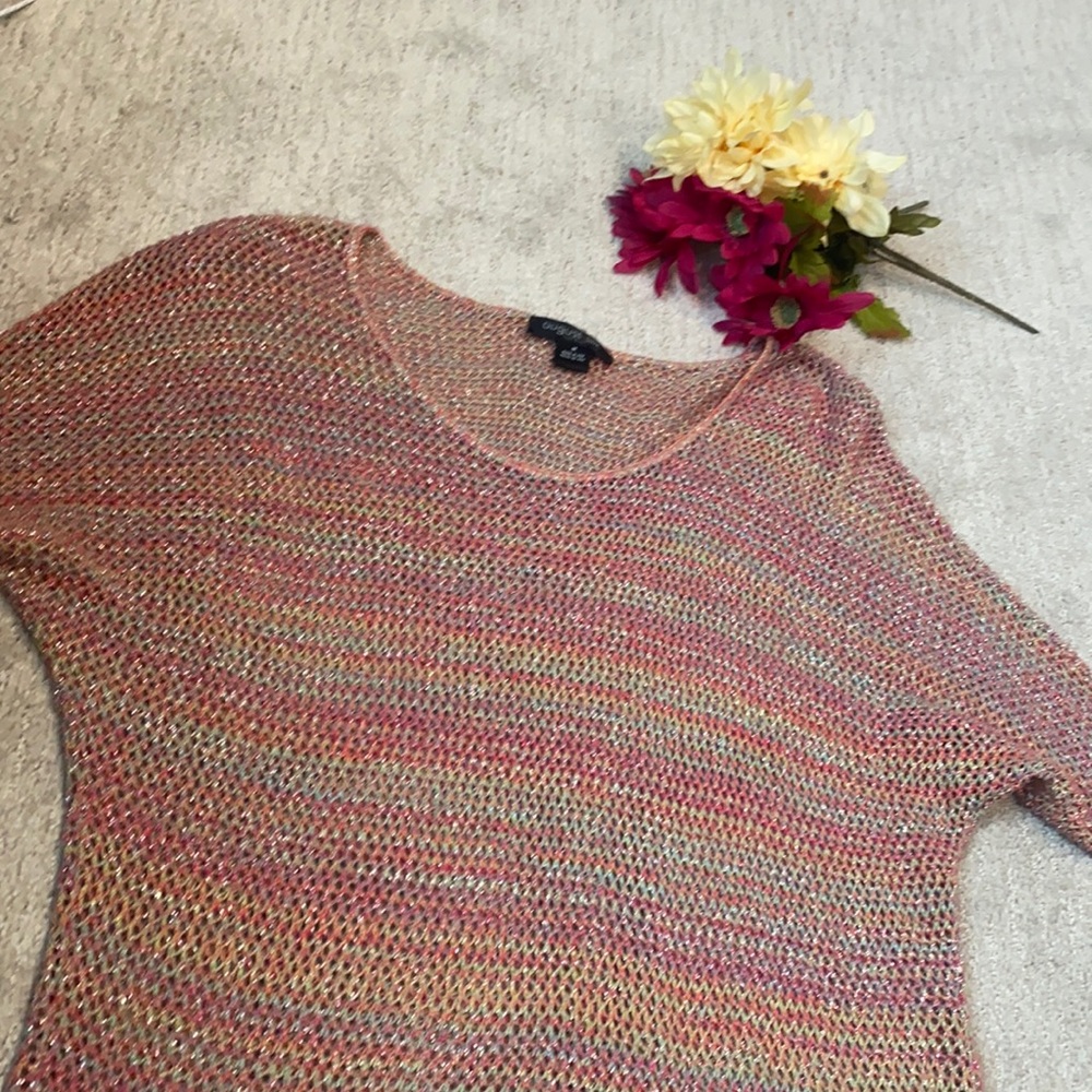 Multicolored sparkly dolman sleeves top